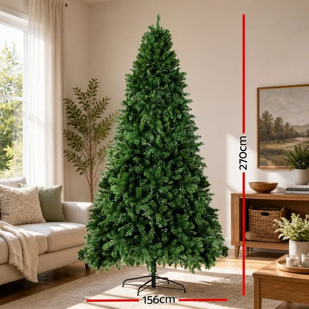 Pre-lit Christmas Tree Green 2.7M 9FT 2590 Tips Warm White LED Lights