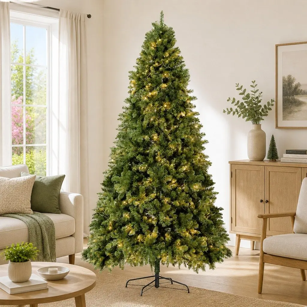 Pre-lit Christmas Tree Green 2.7M 9FT 2590 Tips Warm White LED Lights