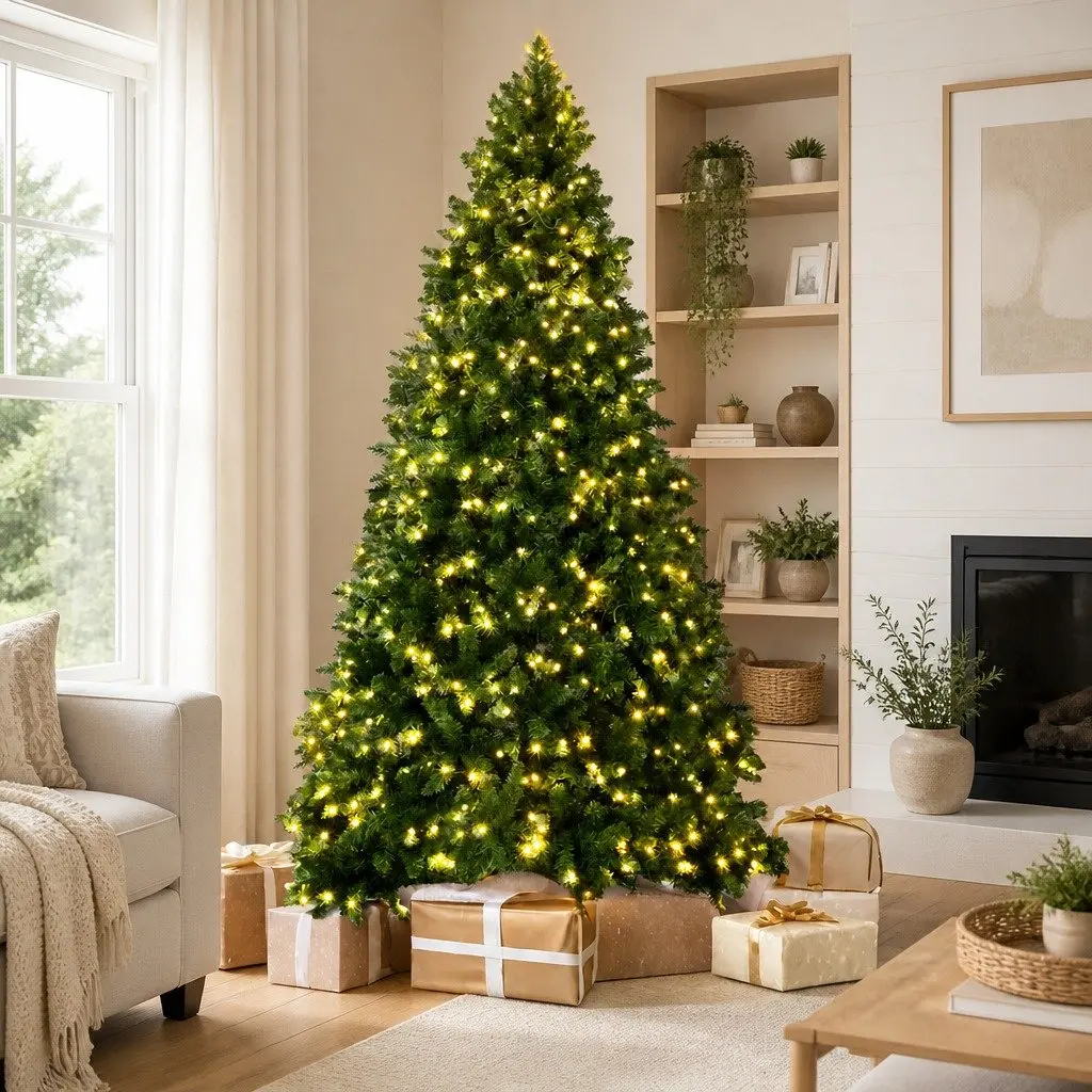 Pre-lit Christmas Tree Green 2.7M 9FT 2590 Tips Warm White LED Lights