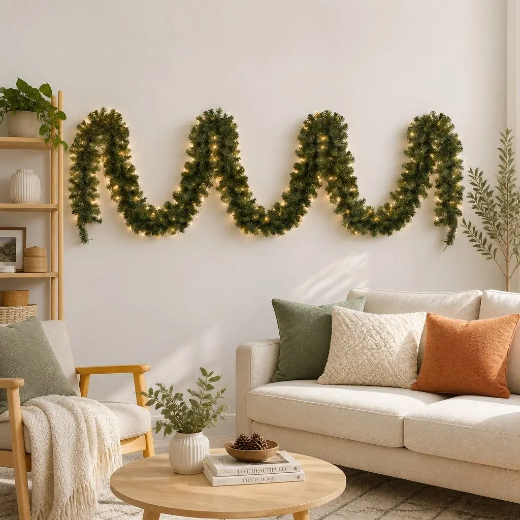 Christmas Garland Green 10M Prelit with 160 Warm LED Lights 700 Tips