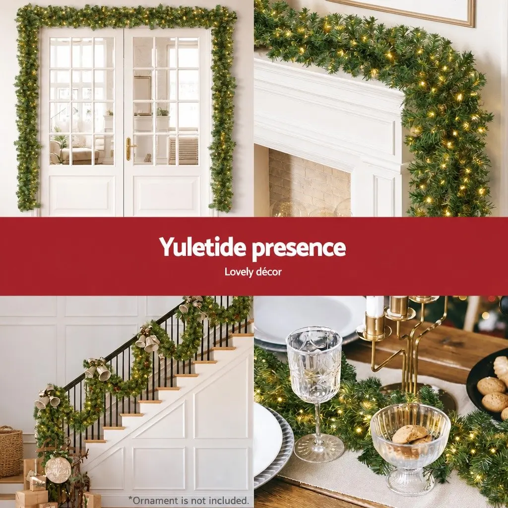 Christmas Garland Green 10M Prelit with 160 Warm LED Lights 700 Tips