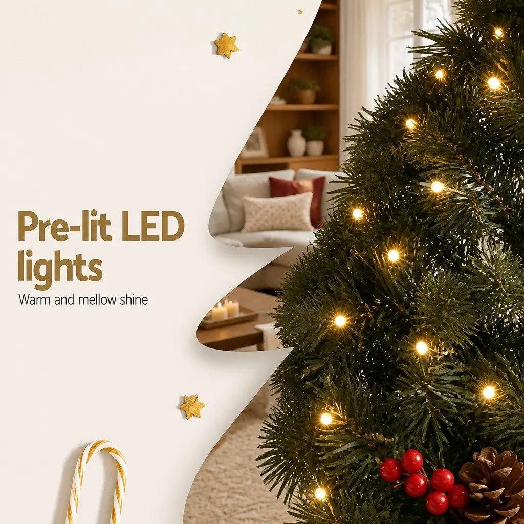 Christmas Garland Warm White 2.4m Pre-lit LED Lights Indoor Outdoor
