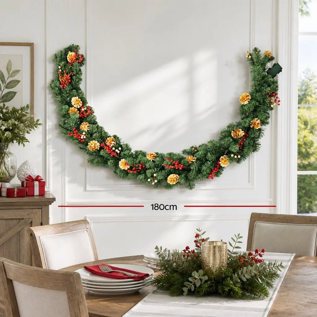 1.8M Pre-lit LED Christmas Garland for Easy Holiday Cheer