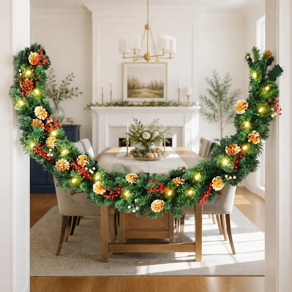 1.8M Pre-lit LED Christmas Garland for Easy Holiday Cheer