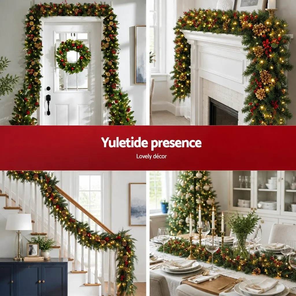 1.8M Pre-lit LED Christmas Garland for Easy Holiday Cheer