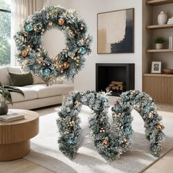 Friendly Christmas Garland and Wreath 2.7m with LED Lights