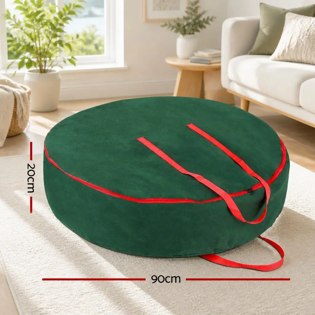 Christmas Garland Wreath Storage Bag Green 90cm Spacious Capacity Dual Zipper Closure