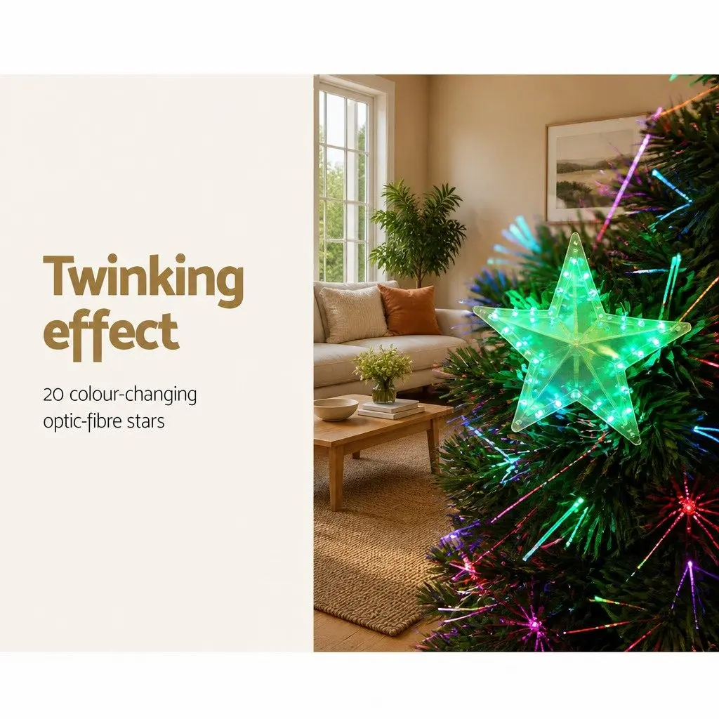 Optic Fibre Christmas Tree Multi Colour 1.2m Pre-Lit LED with Star Topper and Optic Stars