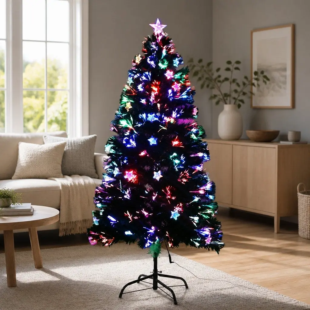 Optic Fibre Christmas Tree Multi Colour 1.5m Pre-Lit LED Holiday Decor
