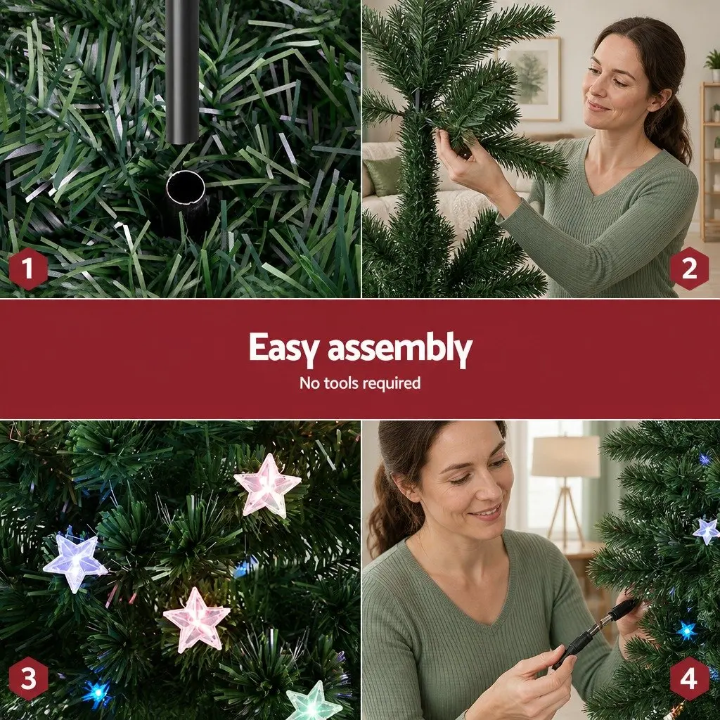 Optic Fibre Christmas Tree Multi Colour 1.5m Pre-Lit LED Holiday Decor