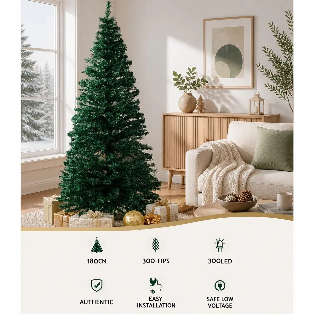 Christmas Tree Green 6FT Optic Fibre LED Multi Color Lights Twinkling Effect 300 Tips