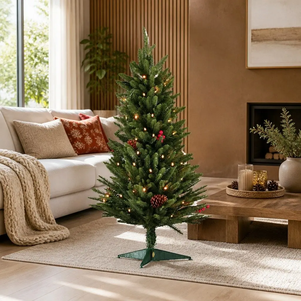 Mini Christmas Tree Green 90cm LED Warm White Lights Tabletop Decoration