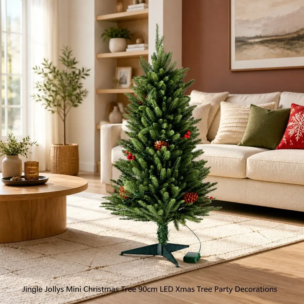 Mini Christmas Tree Green 90cm LED Warm White Lights Tabletop Decoration