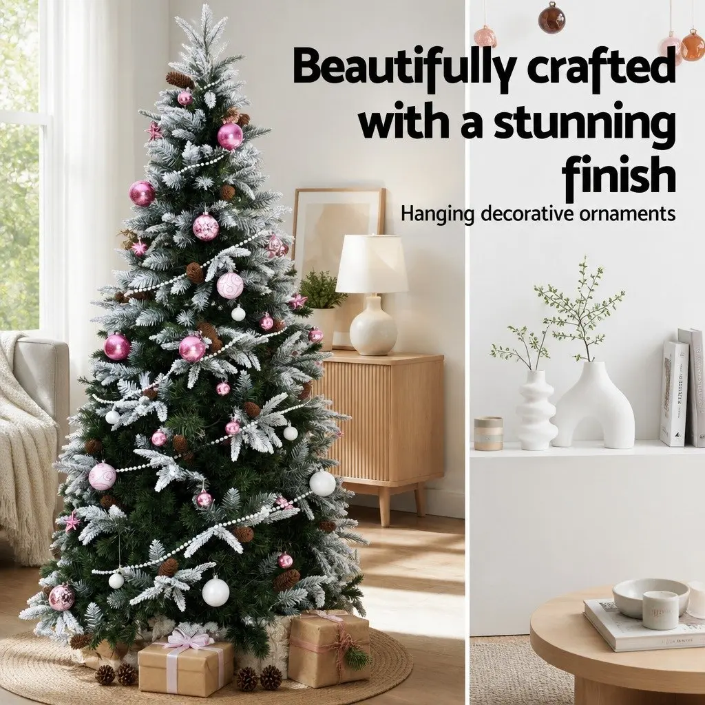 Christmas Tree Ornament Set Pink White 33 Pieces Baubles Stars Garland
