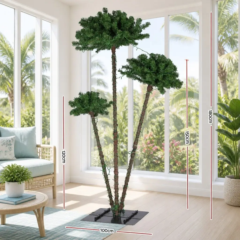 LED Christmas Palm Tree Green 3-in-1 1.2M 1.5M 1.8M Warm LED Light Indoor Outdoor Decor