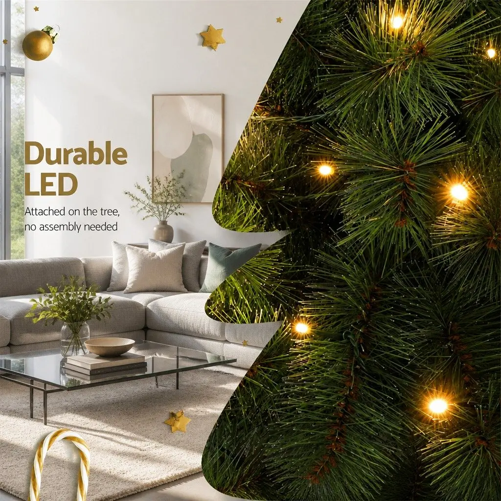 Christmas Palm Tree 1.5m+1m LED Warm Light Xmas Decorations Indoor Outdoor Party
