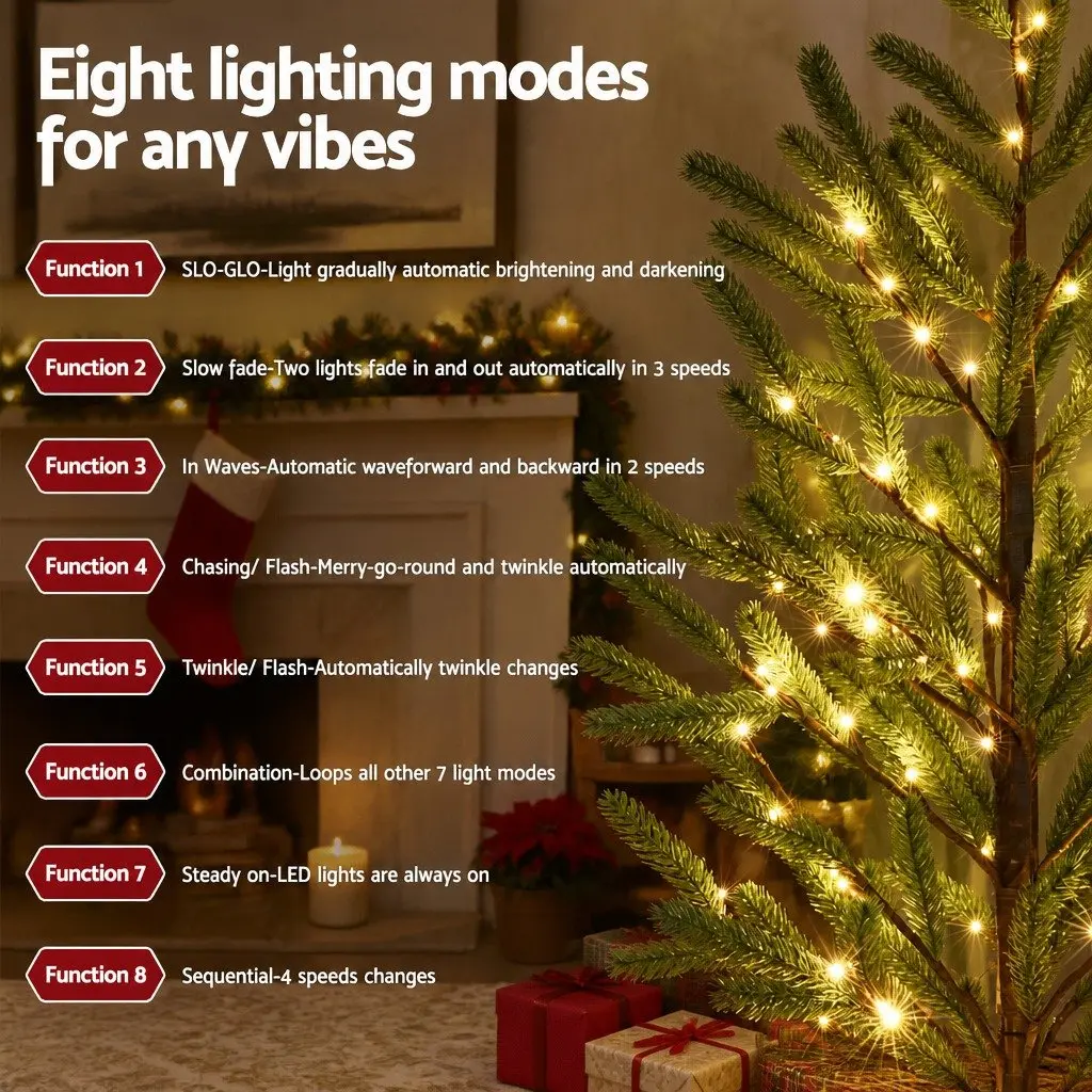 Pre-lit LED Christmas Tree Green 1.8M 8 Light Modes