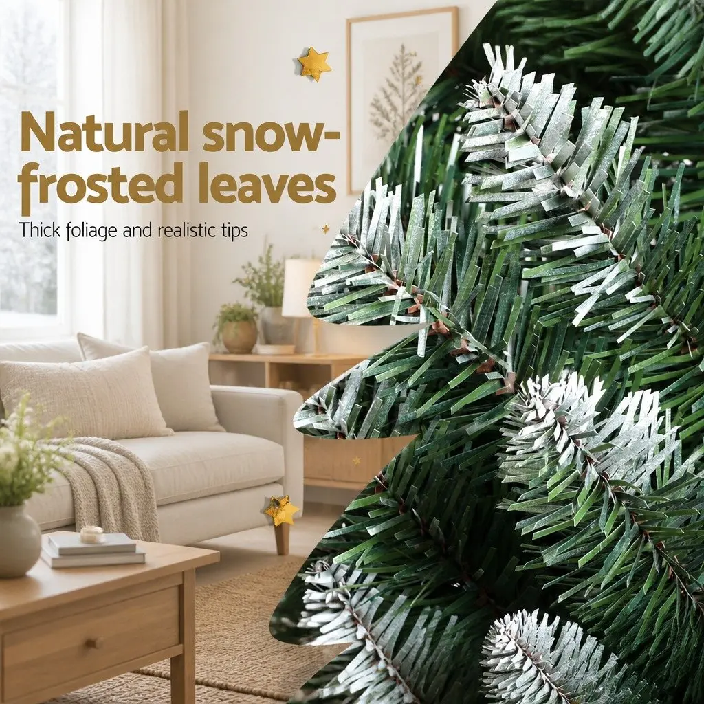 Christmas Tree 1.8m Green Snowy Xmas Decoration 300 Tips PVC Branches Holiday