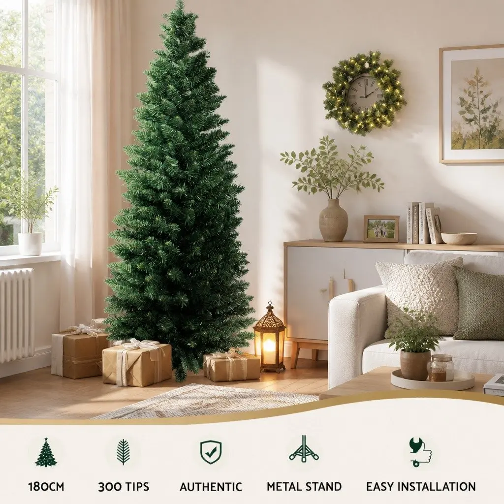 Christmas Tree 1.8m Artificial Xmas Tree Green 300 Tips Home Holiday Decoration