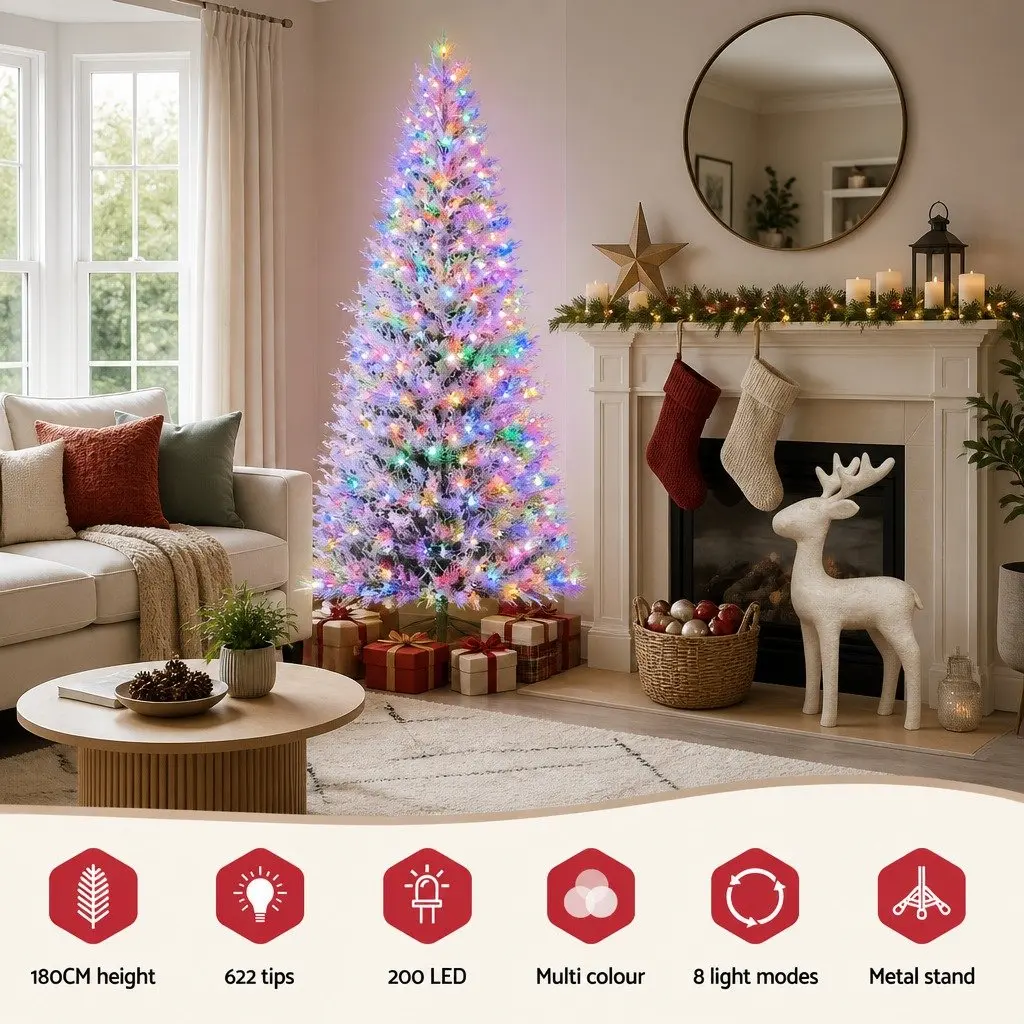 LED Christmas Tree Green 1.8M Pre-Lit Multi Colour 8 Light Modes