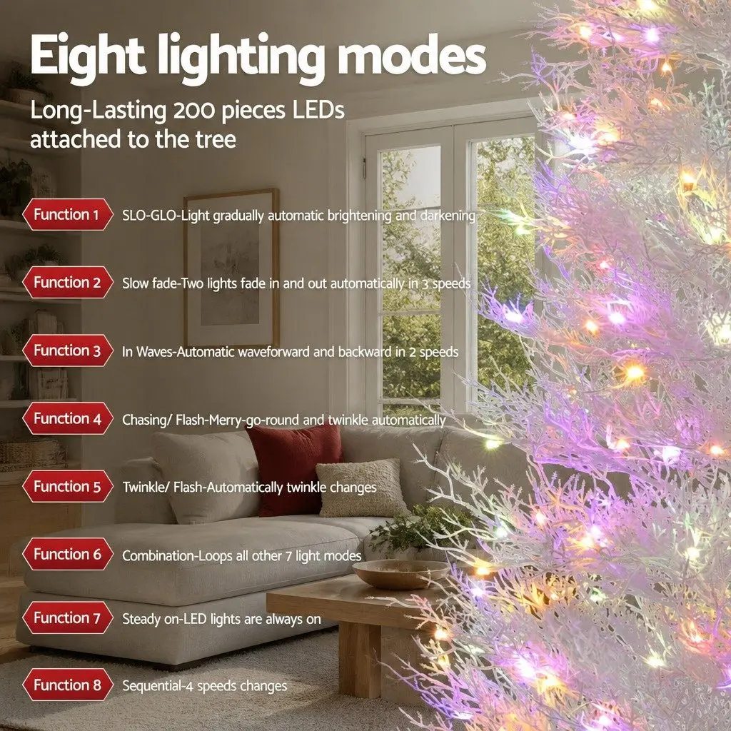 LED Christmas Tree Green 1.8M Pre-Lit Multi Colour 8 Light Modes