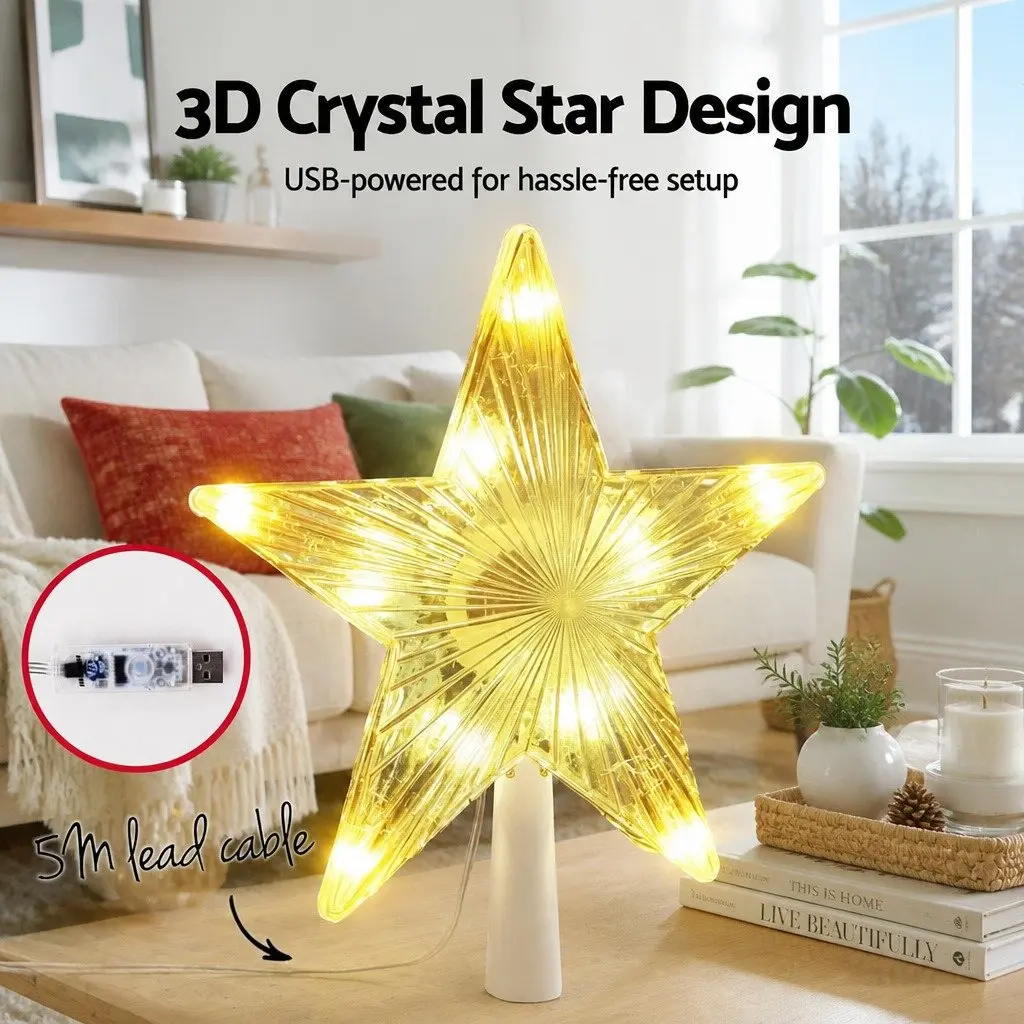 Christmas Tree Topper Star Multi-colour 21cm RGB LED App Control 80 Modes