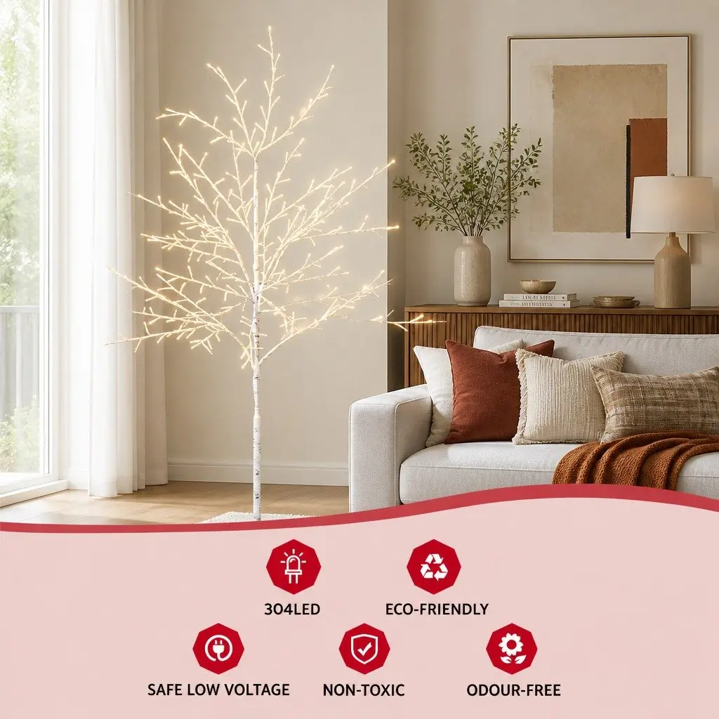 LED Christmas Tree Warm White 5FT Pre-lit 304 Bulbs Indoor Outdoor Holiday Decoration