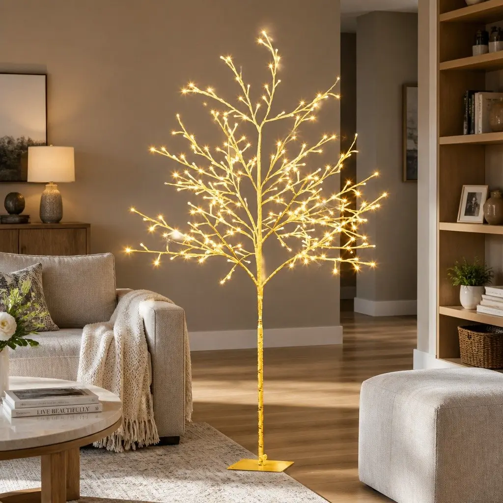 LED Christmas Tree Warm White 5FT Pre-lit 304 Bulbs Indoor Outdoor Holiday Decoration