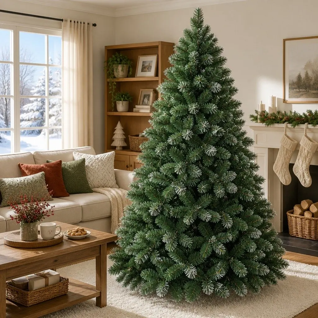 Christmas Tree Snowy Green 1.8m 650 PVC Tips Faux Fir Holiday Decoration