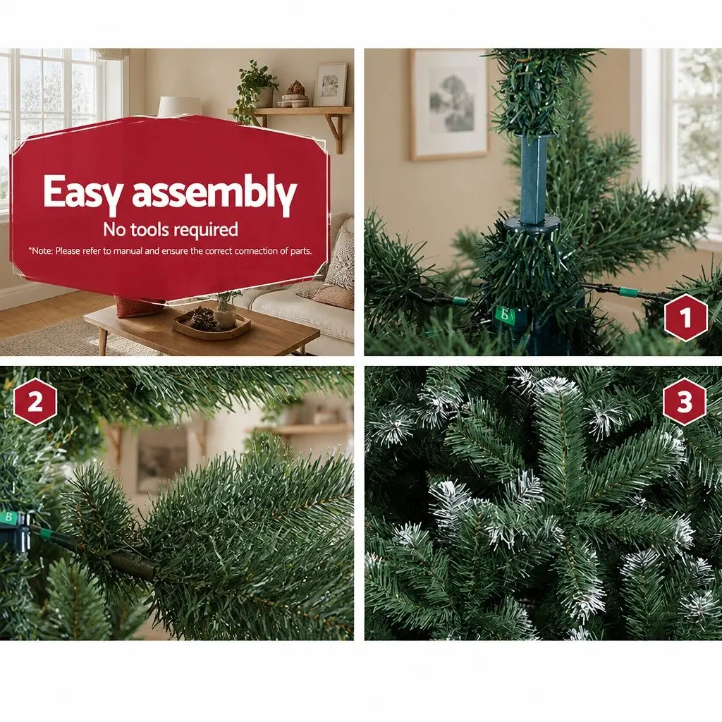 Christmas Tree Snowy Green 1.8m 650 PVC Tips Faux Fir Holiday Decoration