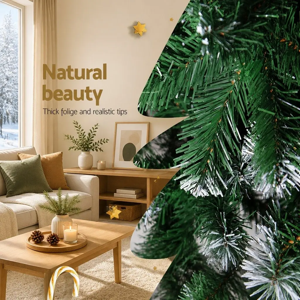 Christmas Tree Snowy Green 1.8m 650 PVC Tips Faux Fir Holiday Decoration