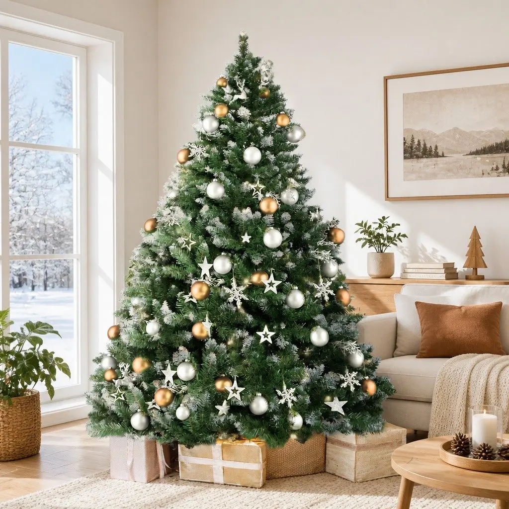 Christmas Tree Snowy Green 1.8m 650 PVC Tips Faux Fir Holiday Decoration
