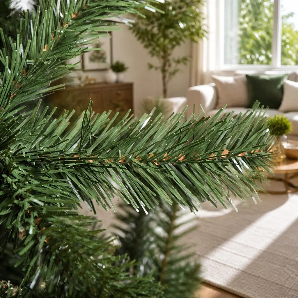 Christmas Tree 1.8m Green Faux Xmas Decoration 650 PVC Tips Metal Stand Easy