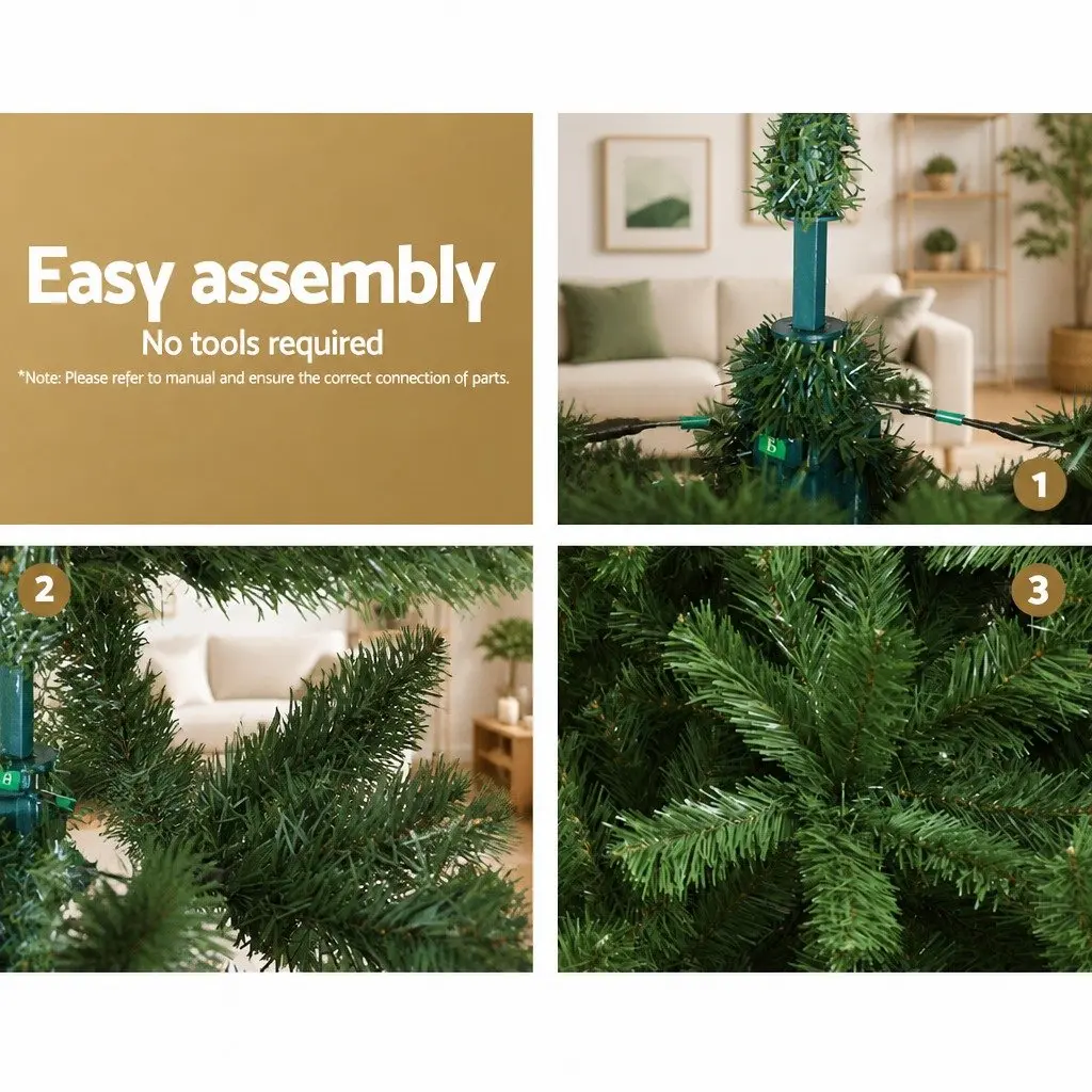 Christmas Tree 1.8m Green Faux Xmas Decoration 650 PVC Tips Metal Stand Easy