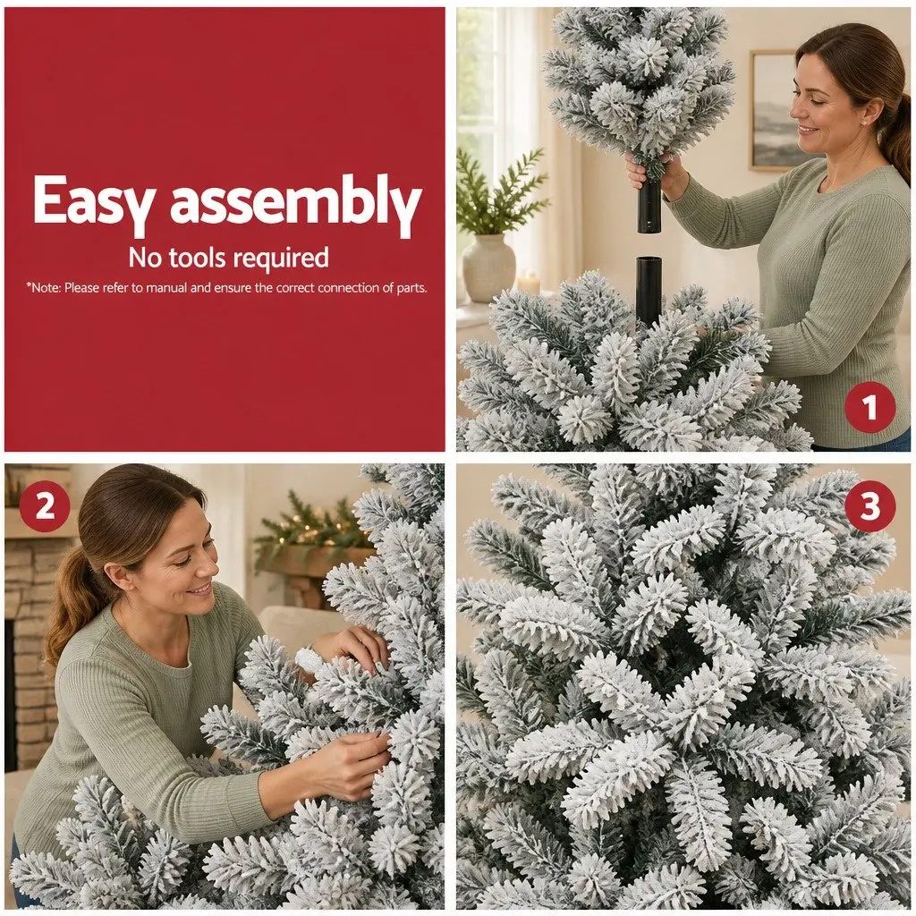 Christmas Tree Snow Flocked Green White 7FT Faux 780 PVC Tips