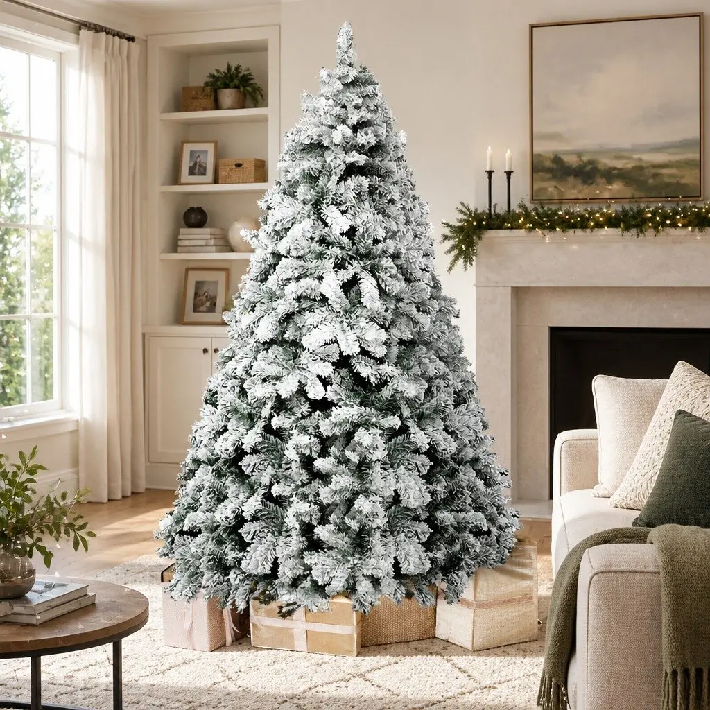 Christmas Tree Snow Flocked Green White 7FT Faux 780 PVC Tips