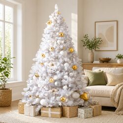 Compact 7FT White Christmas Tree with Easy Assembly