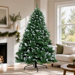 8FT Snow Frosted Christmas Tree, Easy and Beautiful