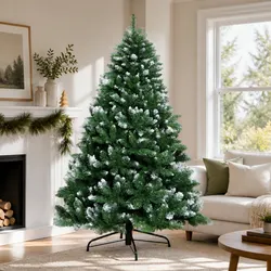 8FT Snow Frosted Christmas Tree, Easy and Beautiful