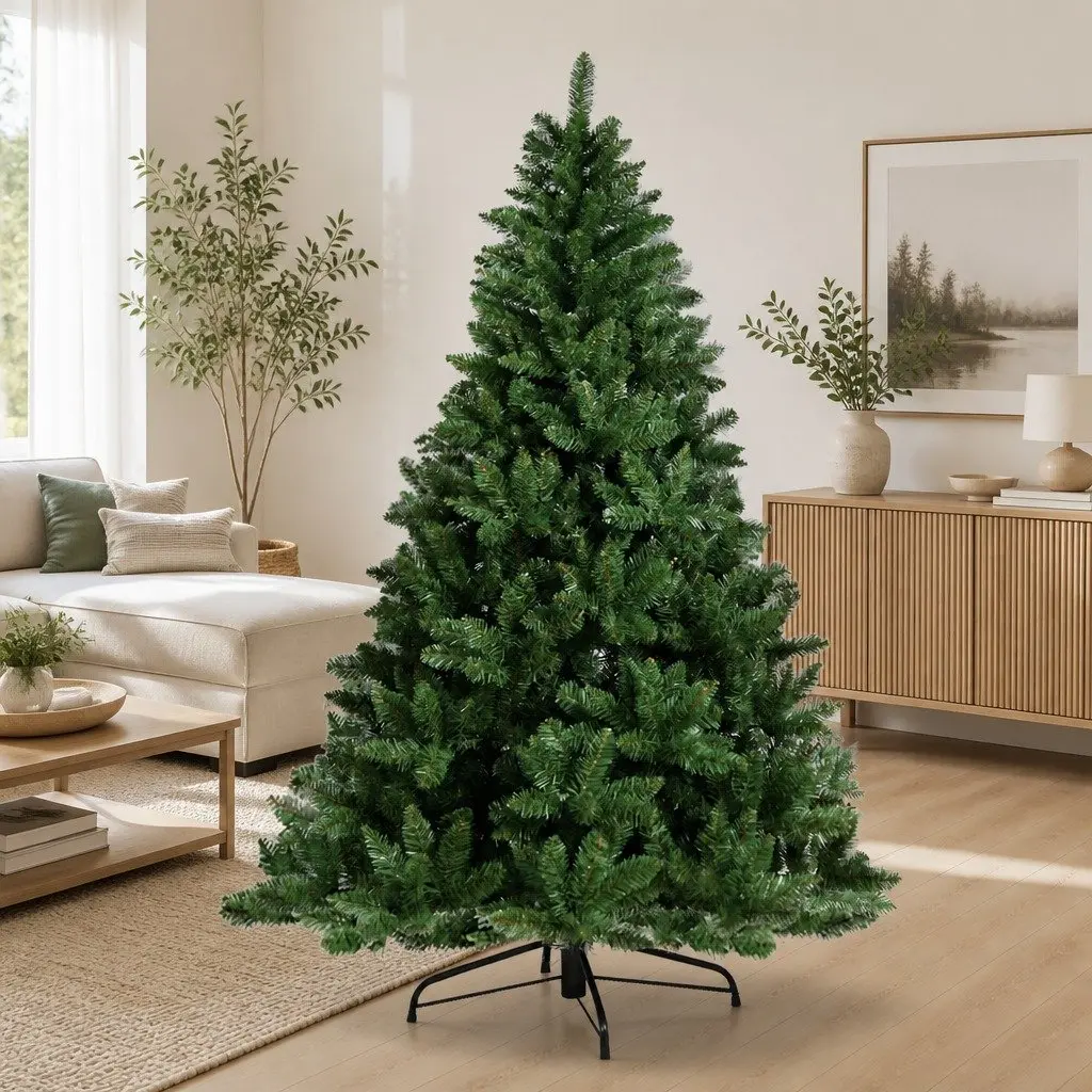 Artificial Christmas Tree Green 2.4m 1225 Tips Compact Shape Metal Stand Home Decor