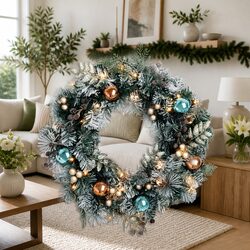 Your Friendly 60cm Pre-lit Christmas Wreath Awaits