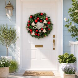 Concise 40CM Green Xmas Wreath with Easy Display