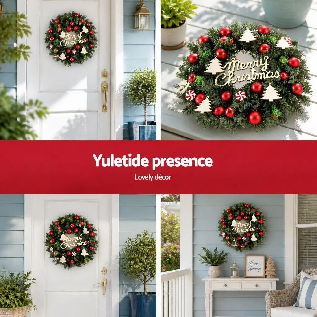 Christmas Wreath Green 40CM Indoor Outdoor Baubles Ornaments