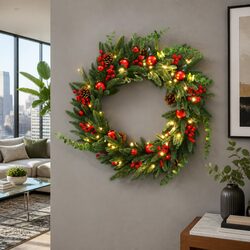 60cm Pre-lit Wreath