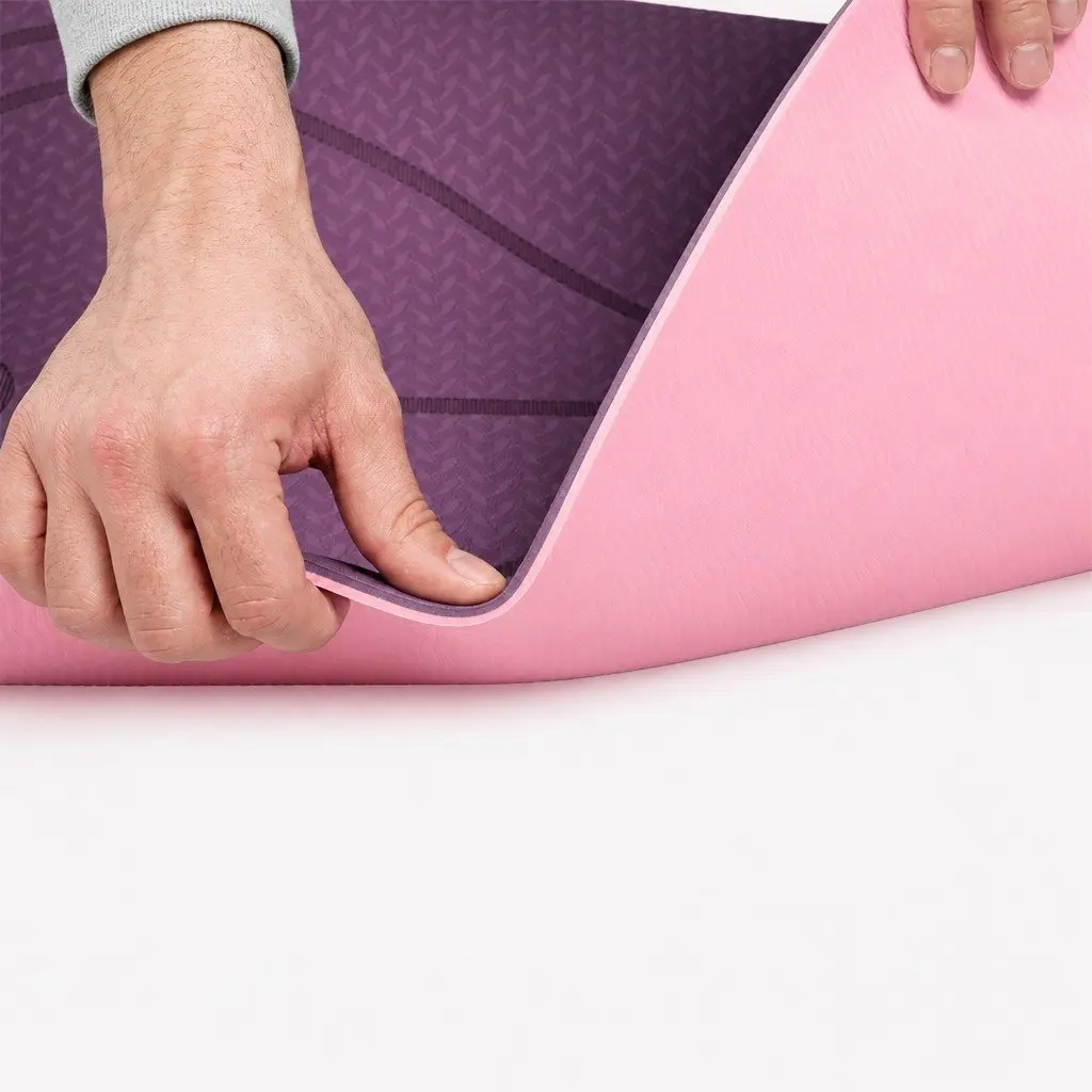 Yoga Mat Purple 6mm Thick Non-Slip with Body Alignment Lines