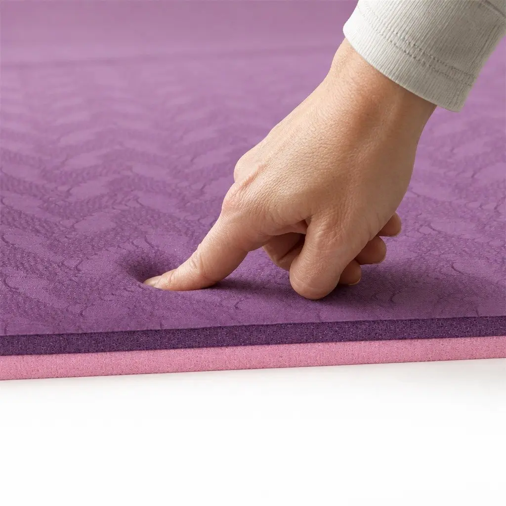 Yoga Mat Purple 6mm Thick Non-Slip with Body Alignment Lines