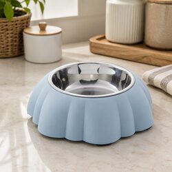 2-in-1 Pet Bowl: Durable Steel and Non-Skid Design