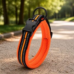 Reflective Dog Collar - Durable and Safe Large Orange