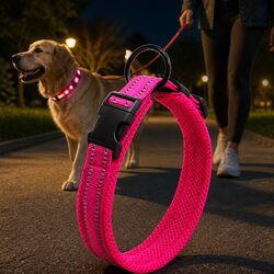 Heavy Duty Pink Reflective Collar with Safety Clip 2XL