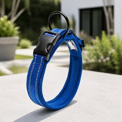 Heavy Duty Reflective Dog Collar with Safety Lock Clip and Stainless Steel O